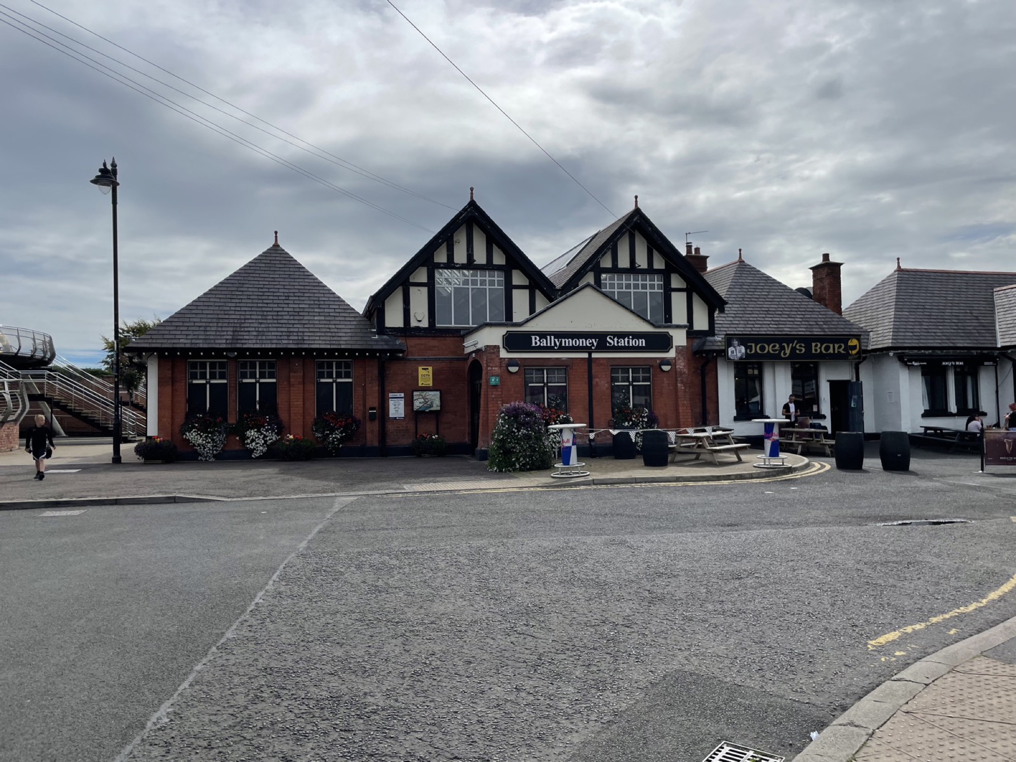 Ballymoney railway station, a red-brick Tudor-style building